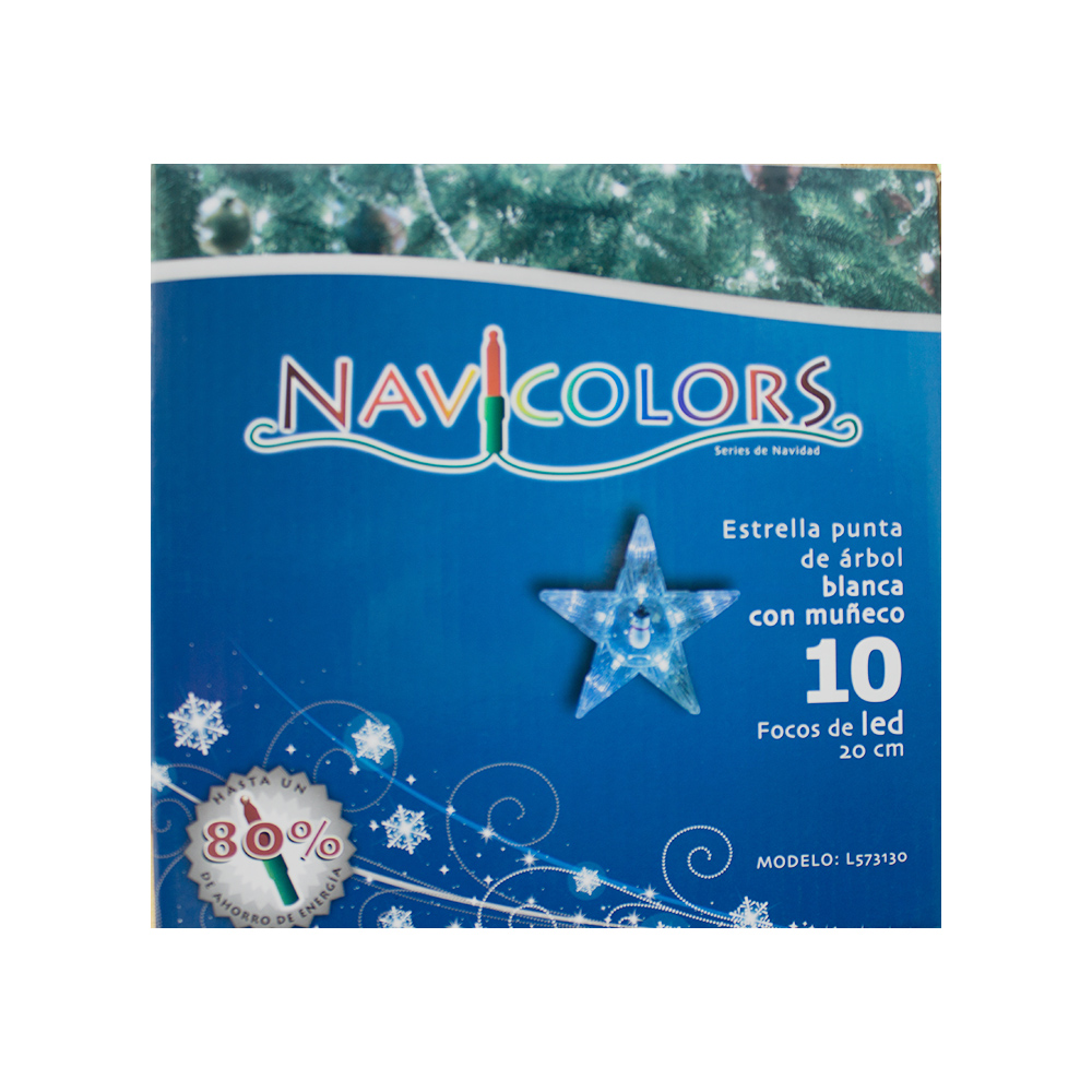 Estrella Punta De Arbol Navideño Con Luz 20 cm Con Muñeco de Nieve