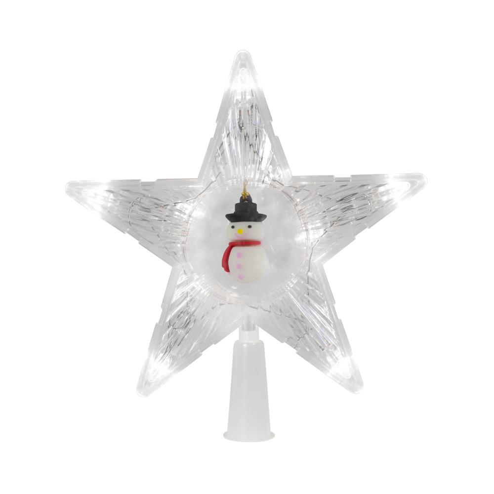 Estrella Punta De Arbol Navideño Con Luz 20 cm Con Muñeco de Nieve