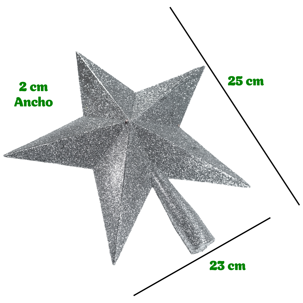 Estrella Para Arbol Navidad Diamantada 25 cm