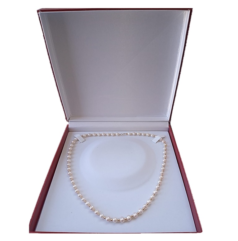 Collar Perlas Cultivadas AAA Con Broche, Asa y Divisiones en Cada perla De Oro Solido 14 K A 038