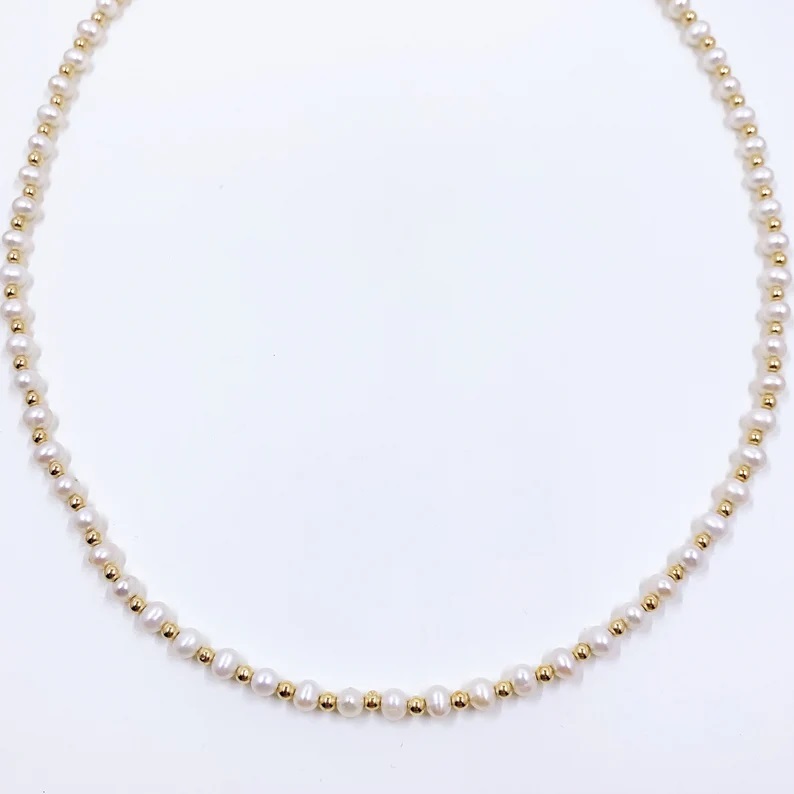 Collar Perlas Cultivadas AAA Con Broche, Asa y Divisiones en Cada perla De Oro Solido 14 K A 038