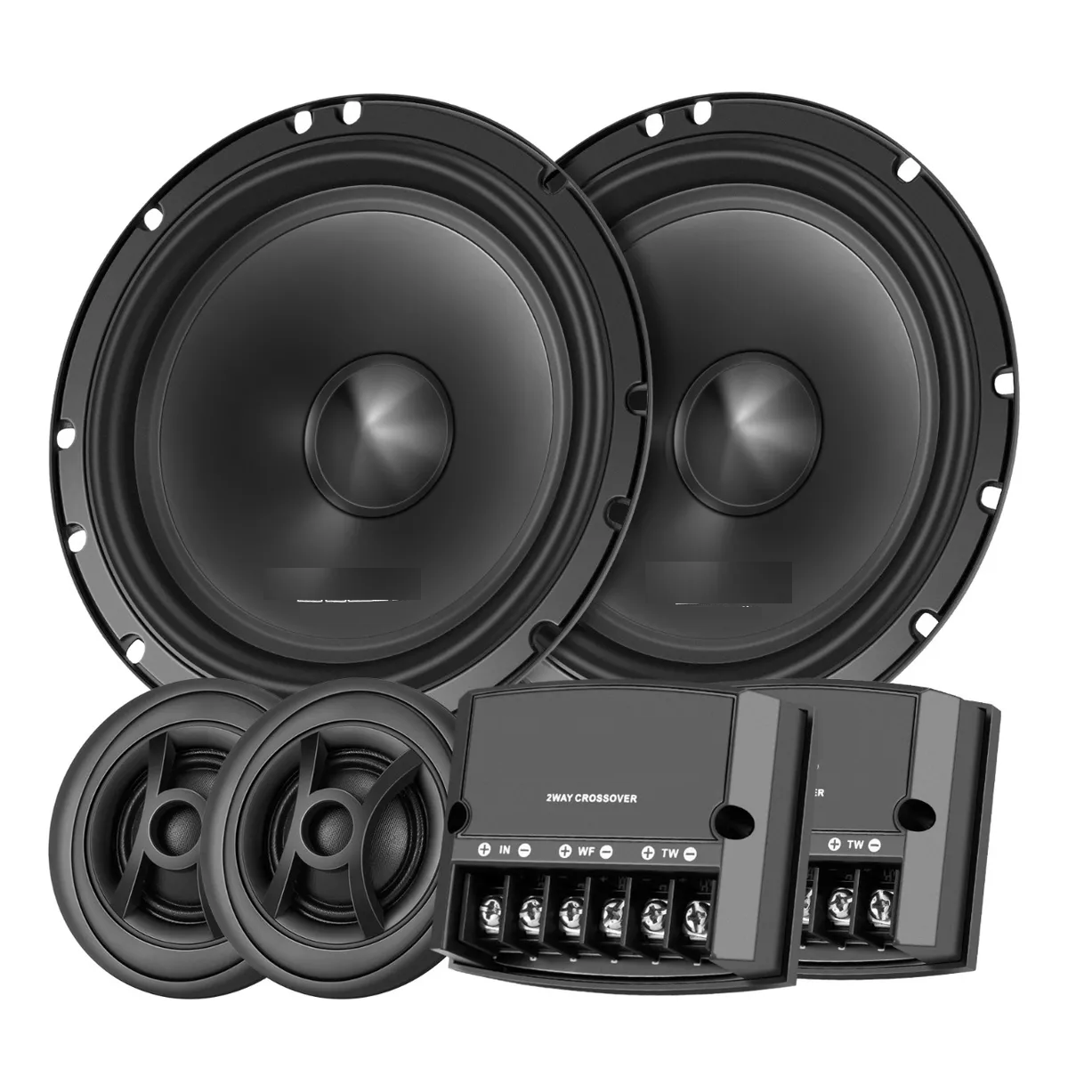 Kit Bocina Subwoofer Amplificado Set De Medios Audio Para Autos