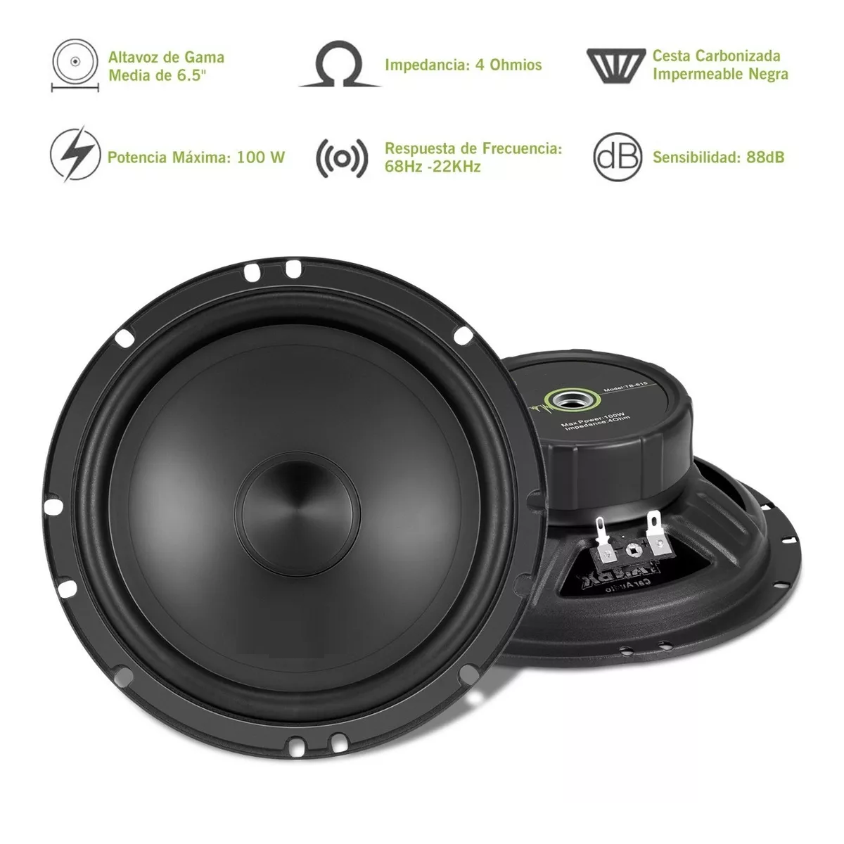 Kit Bocina Subwoofer Amplificado Set De Medios Audio Para Autos