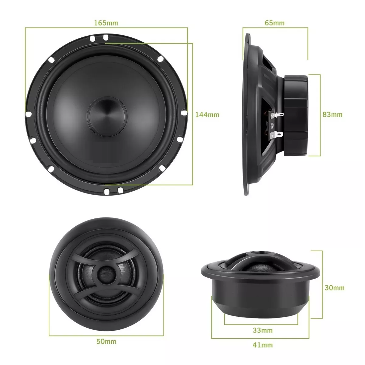 Kit Bocina Subwoofer Amplificado Set De Medios Audio Para Autos