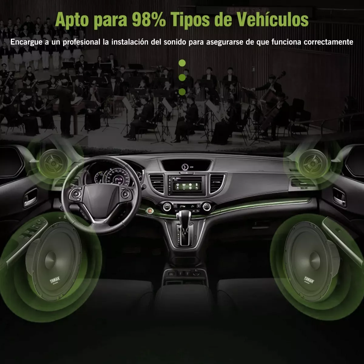 Kit Bocina Subwoofer Amplificado Set De Medios Audio Para Autos