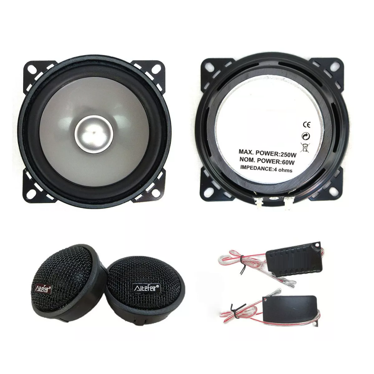 Set De Medios Bocinas 4in Subwoofer+tweeters Para Auto Audio