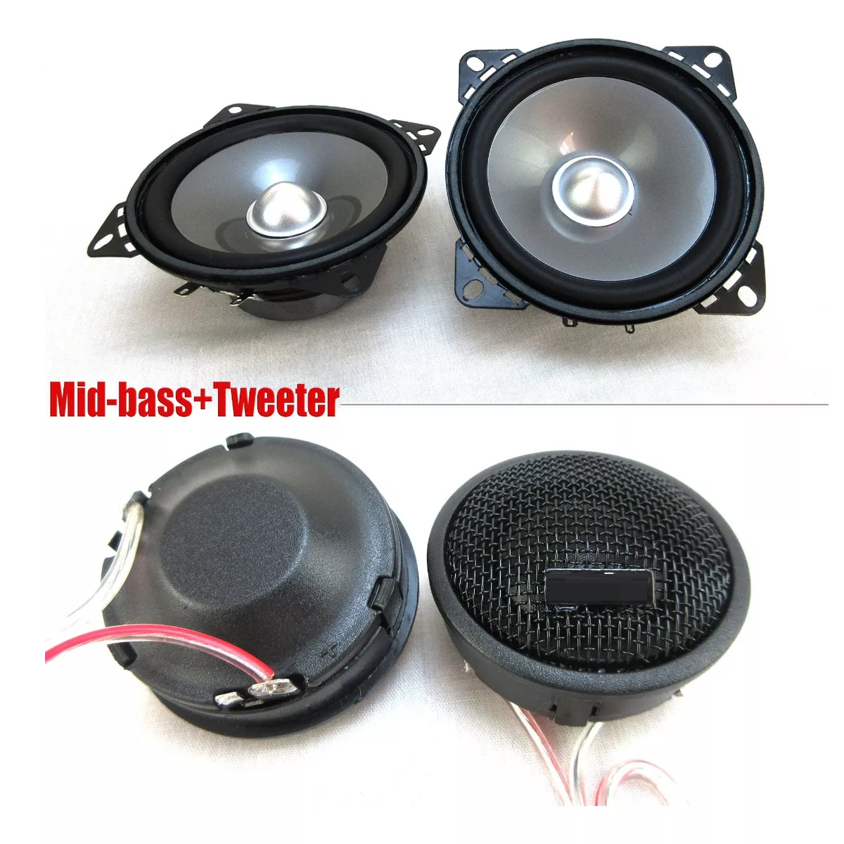 Set De Medios Bocinas 4in Subwoofer+tweeters Para Auto Audio