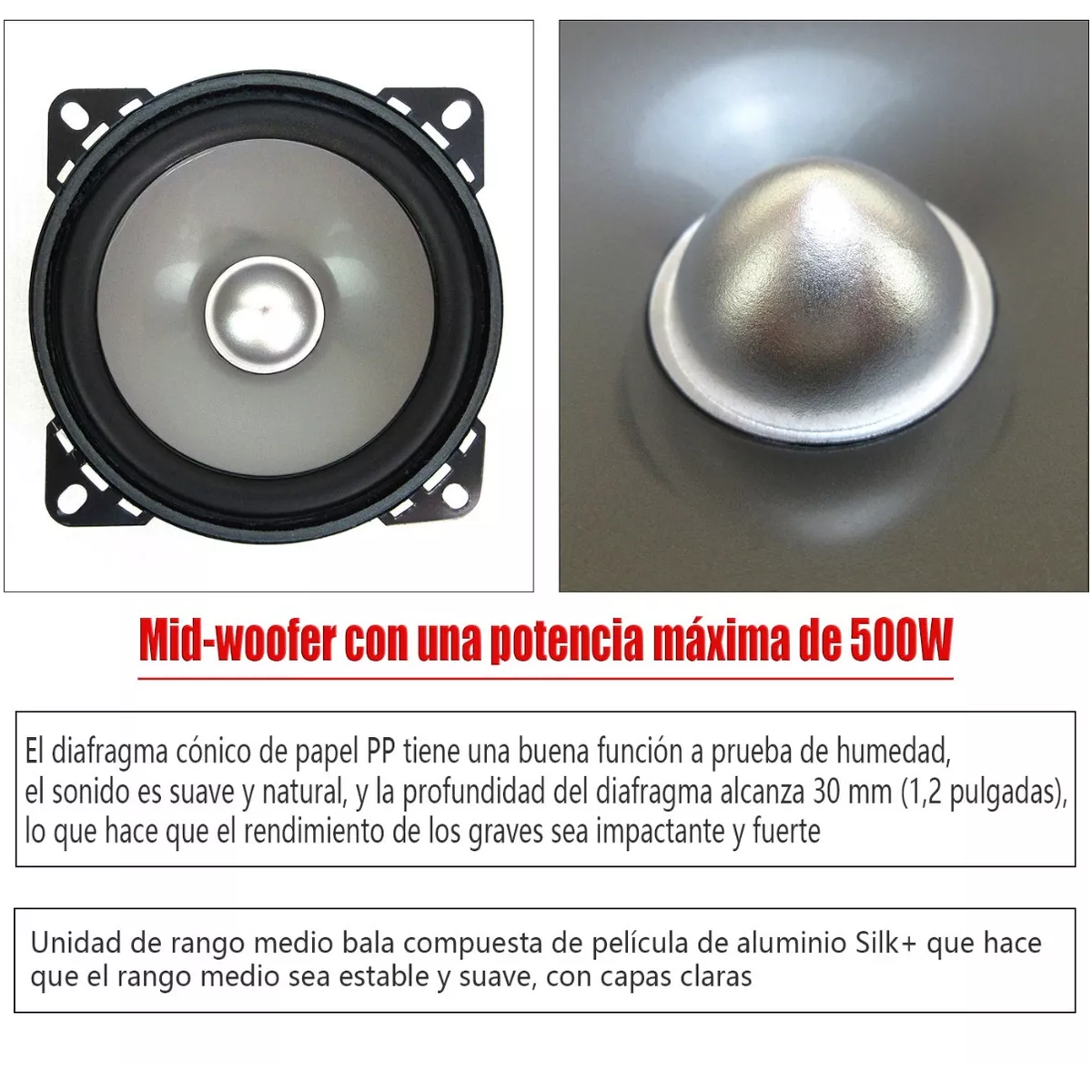 Set De Medios Bocinas 4in Subwoofer+tweeters Para Auto Audio