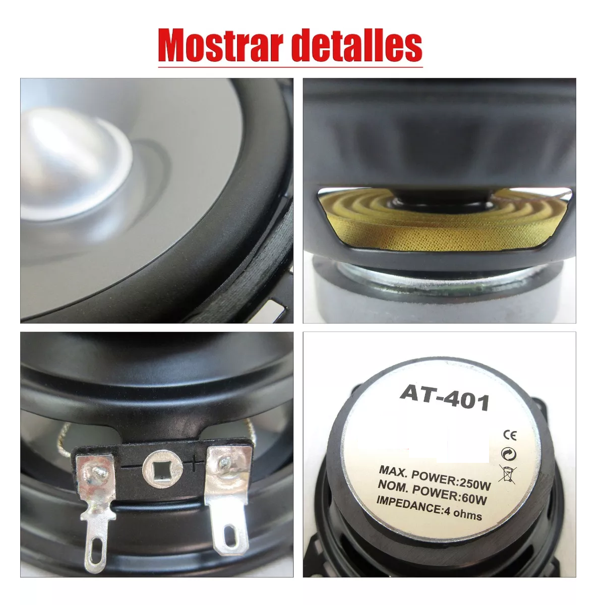 Set De Medios Bocinas 4in Subwoofer+tweeters Para Auto Audio