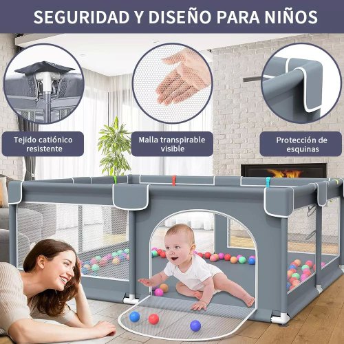 Corral para juegos de bebé amplio ideal para gateo y primeros pasos