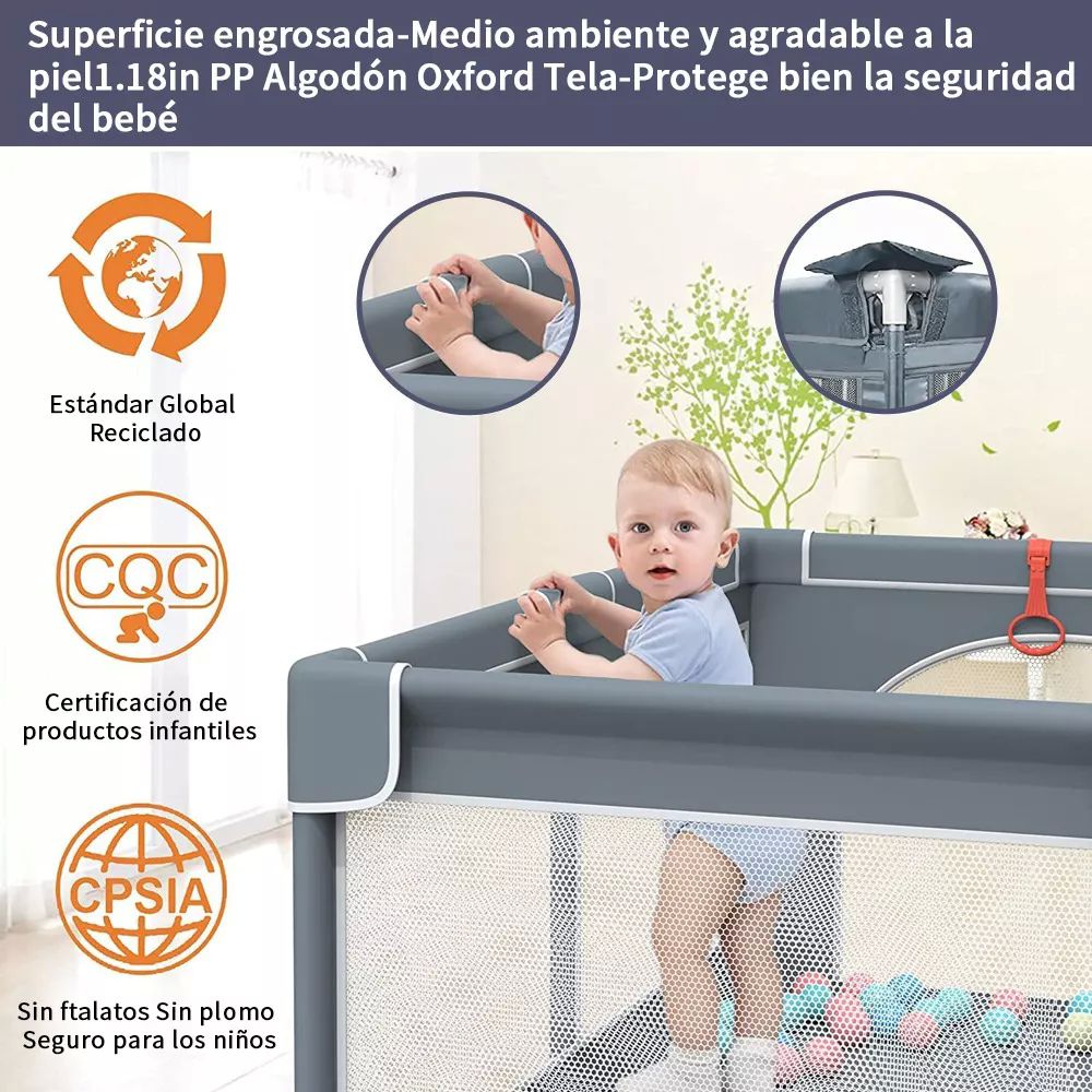 Corral para juegos de bebé amplio ideal para gateo y primeros pasos