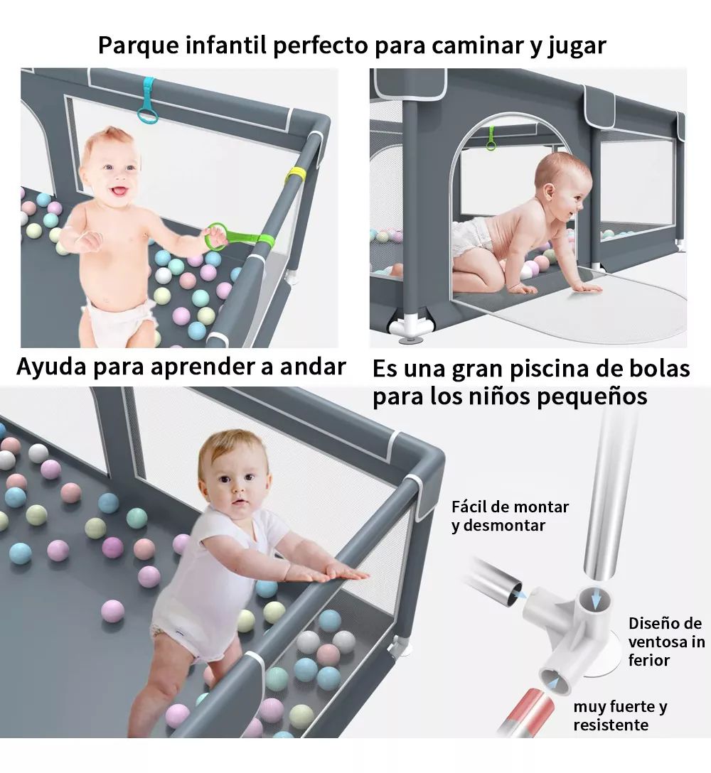 Corral para juegos de bebé amplio ideal para gateo y primeros pasos