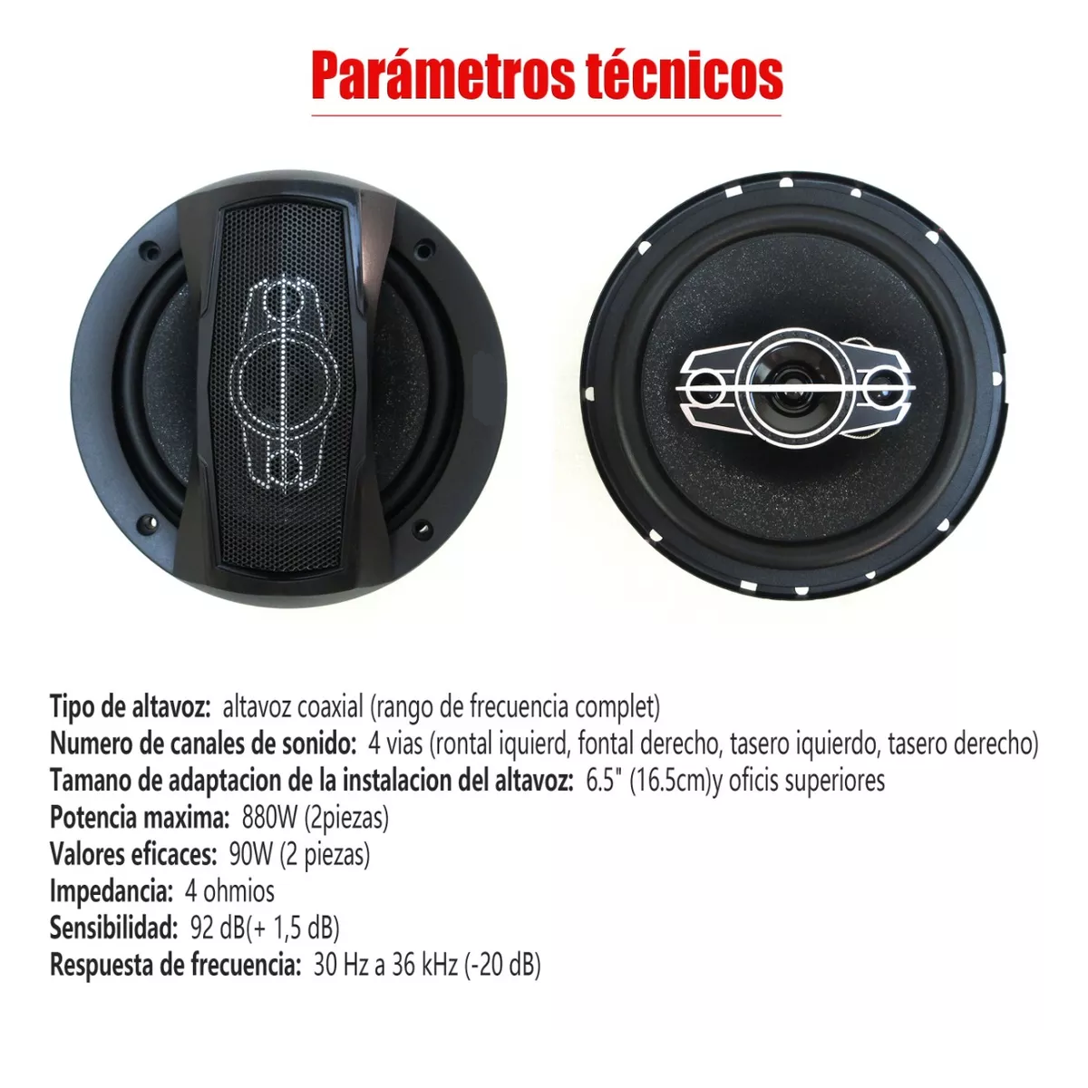 Set 2pcs Bocinas 6.5in Coaxial Para Carro Auto 4 Vías Car Audio