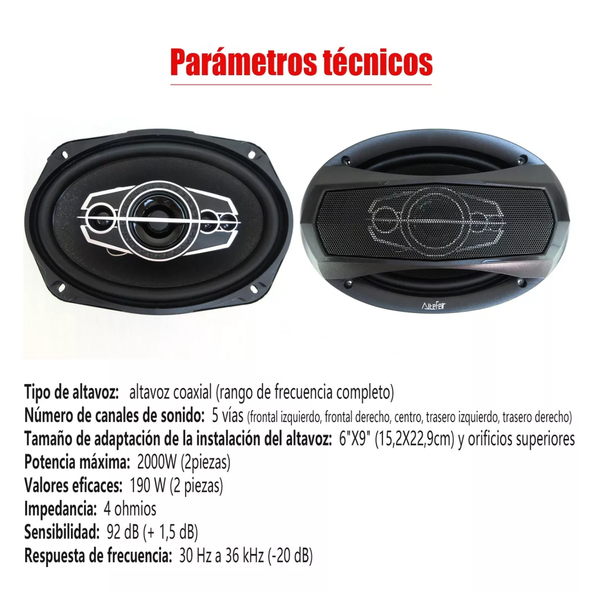 Set 2pcs Bocinas 6x9in Coaxial Para Carro Auto 5 Vías Car Audio