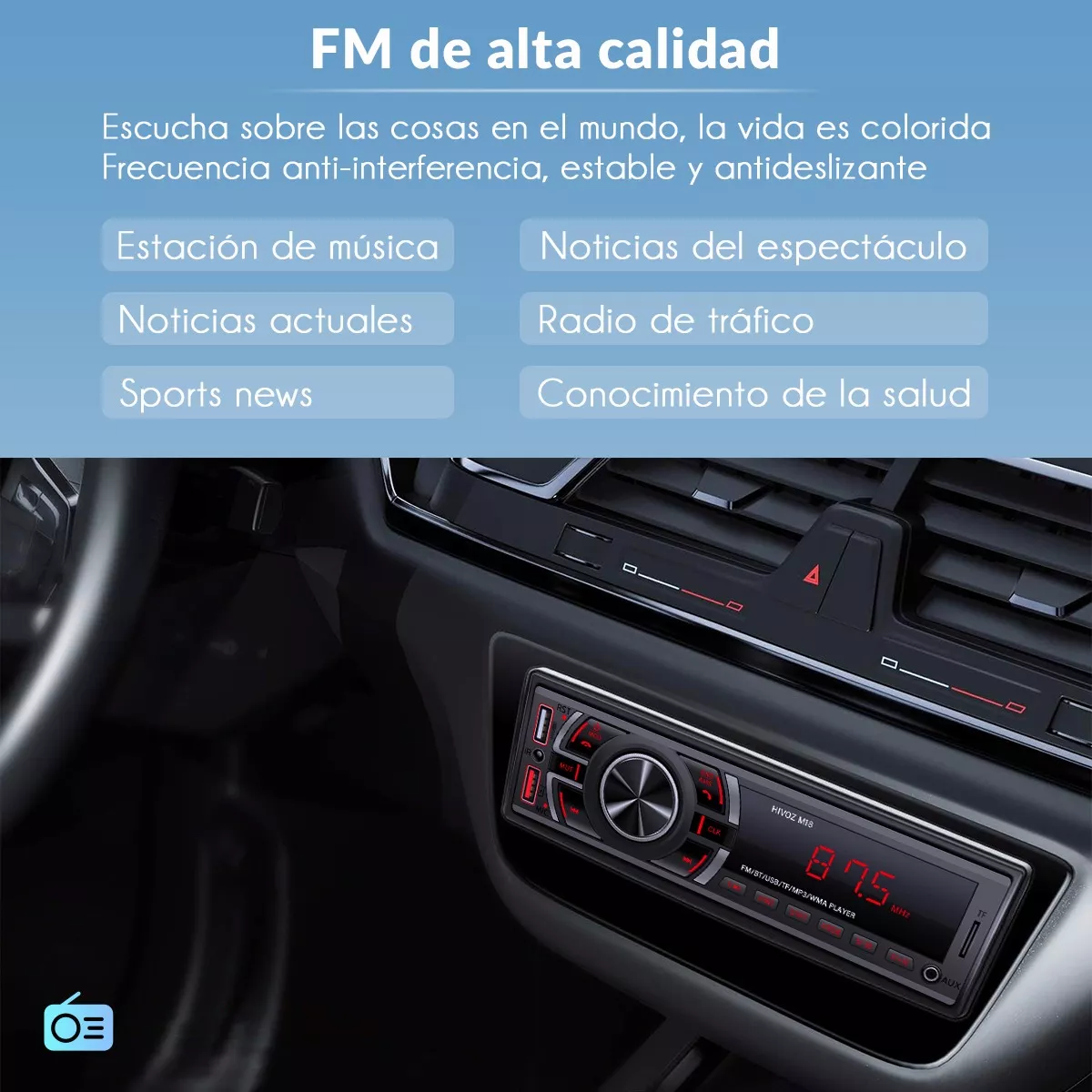 Auto Estereo Coche Reproductor Mp3 Radio Con Bt Aux Usb Sd