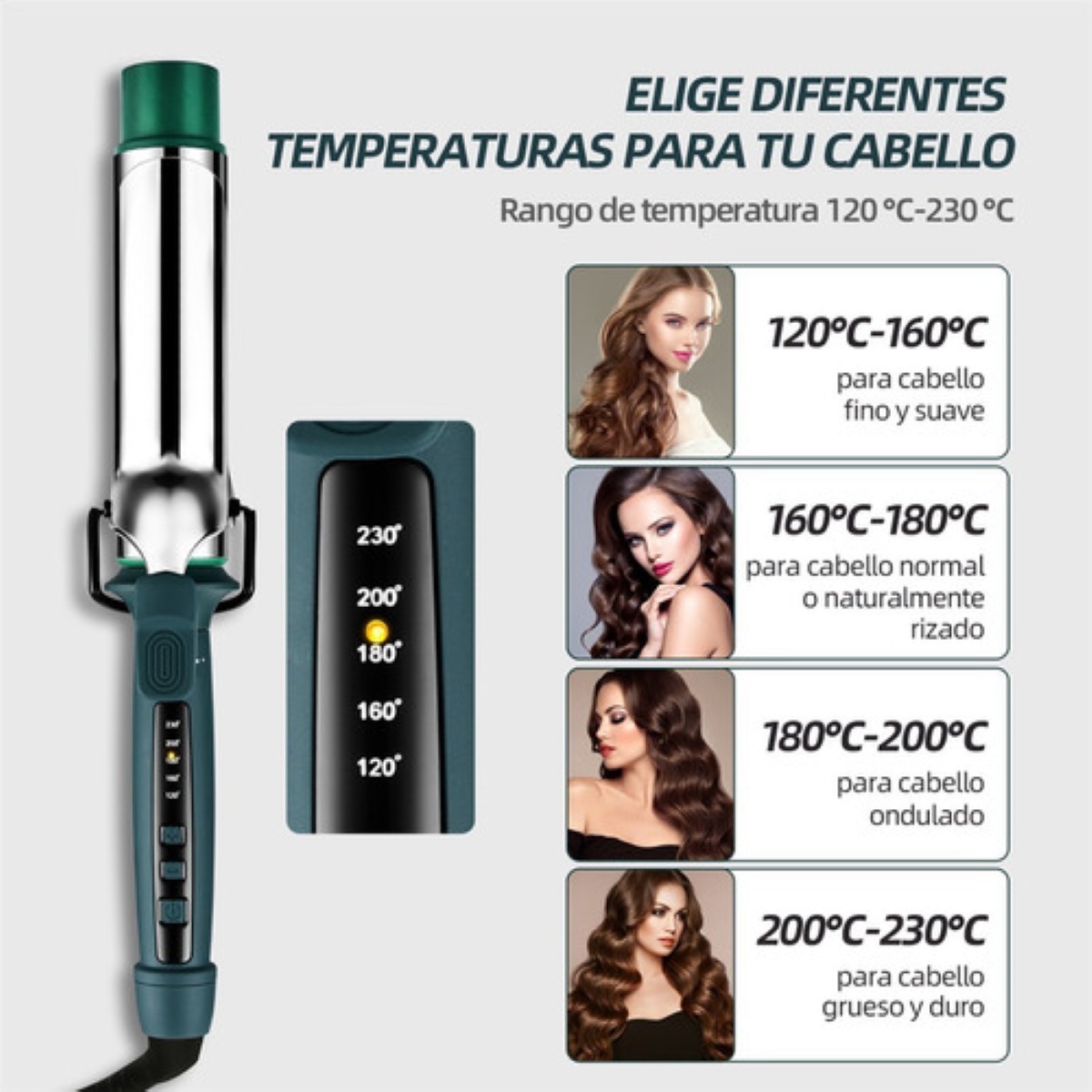 Tenaza Rizadora De Cabello De Cerámica, 40 Mm, Verde