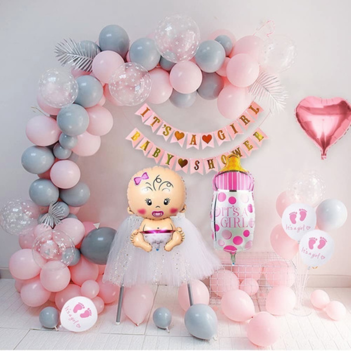Baby Shower Niñas Decoraciones, Globos Rosas Bebé Para Niñas