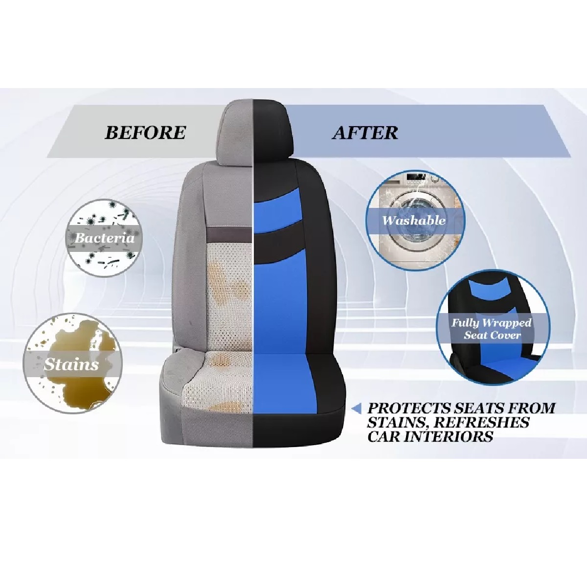 Fundas De Poliéster Para 5 Asientos De Auto Azul