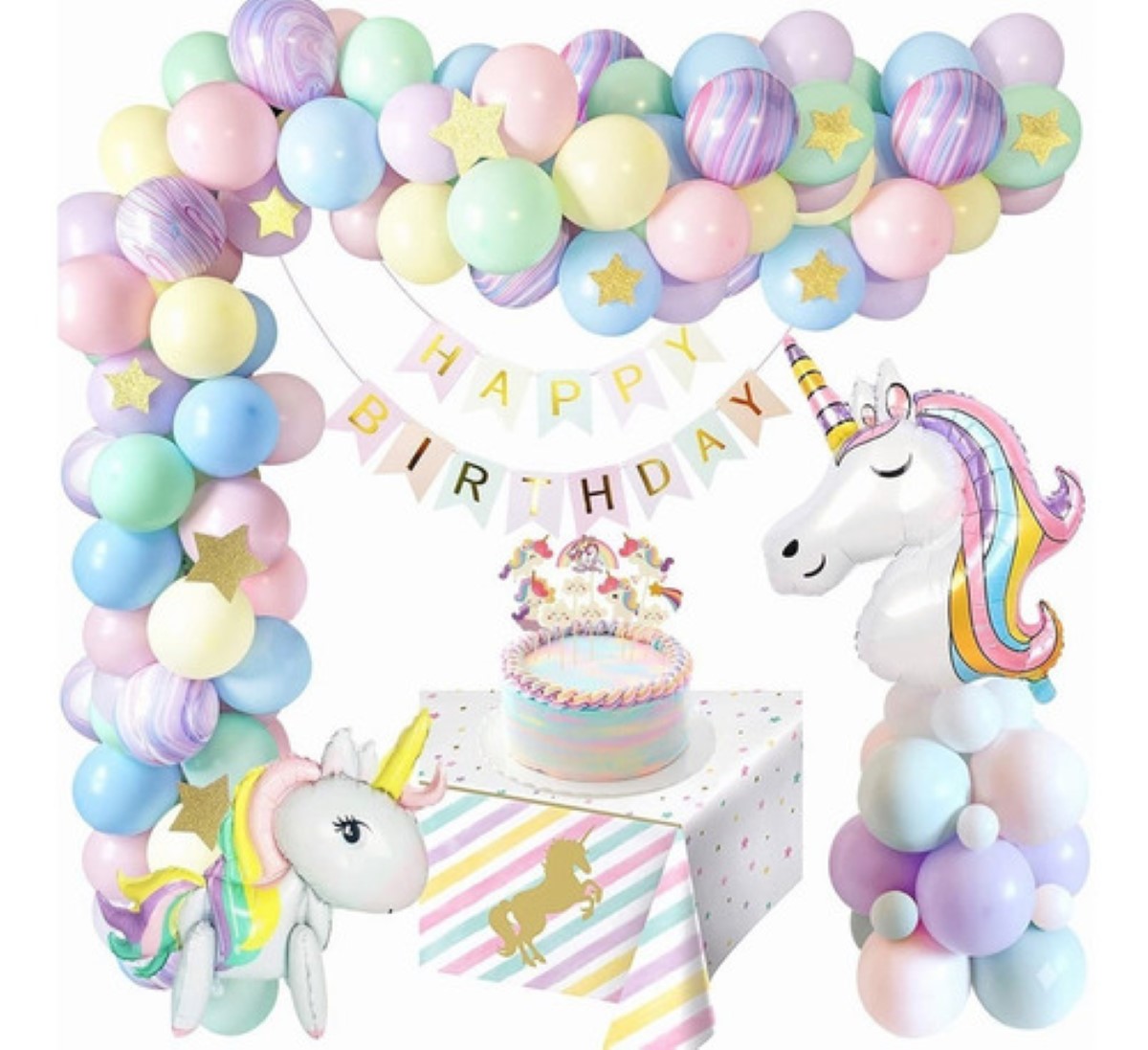 Decoración De Cumpleaños De Unicornio Para Niña, Mantel De F