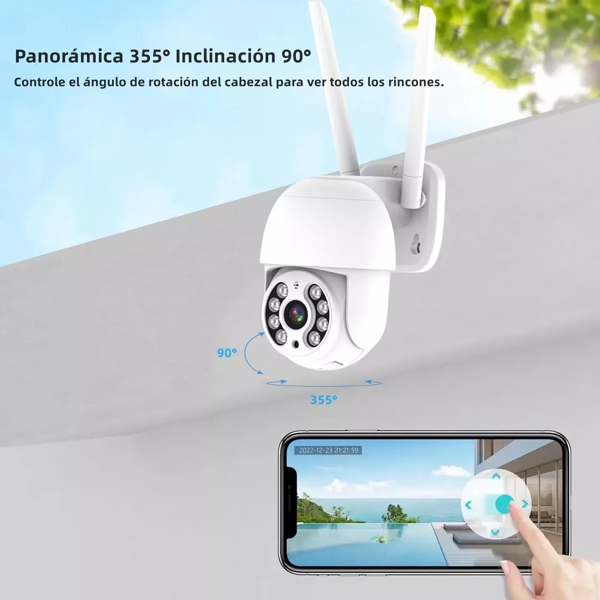 Cámara De Seguridad Exterior Inalámbrica Hd Wifi 360º Alarma