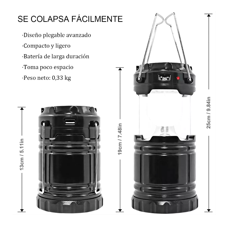 Luz Para Camping, Lampara De Campamento Negra