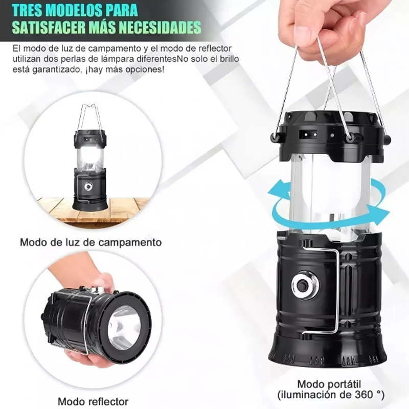 Luz Para Camping, Lampara De Campamento Negra