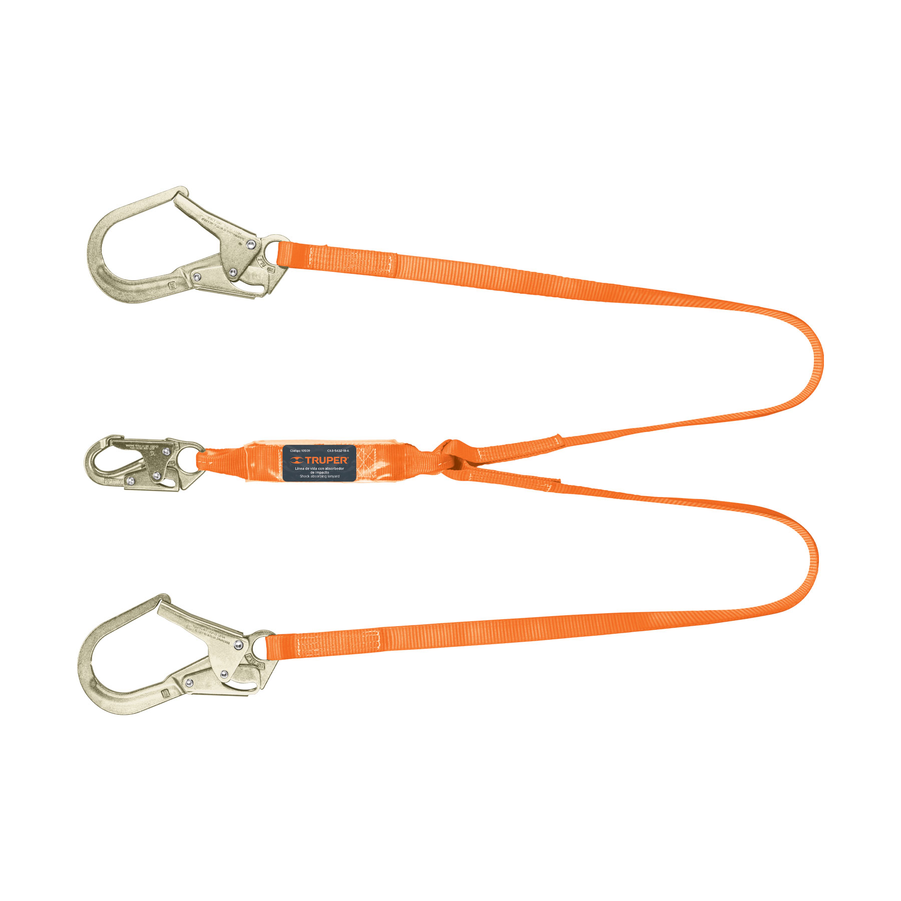 LÍNEA VIDA ABSORBEDOR IMPACTO DOBLE BRAZO GANCHO GRANDE, ANSI TRUPER 10509