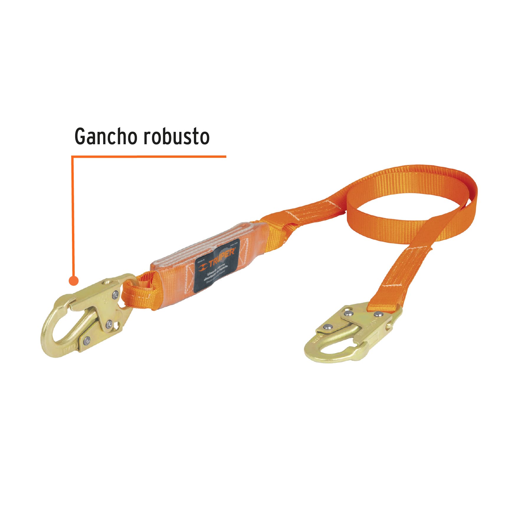 LÍNEA DE VIDA 1.8M CINTA POLÍÉSTER, ABSORBEDOR IMPACTO, ANSI TRUPER 10510