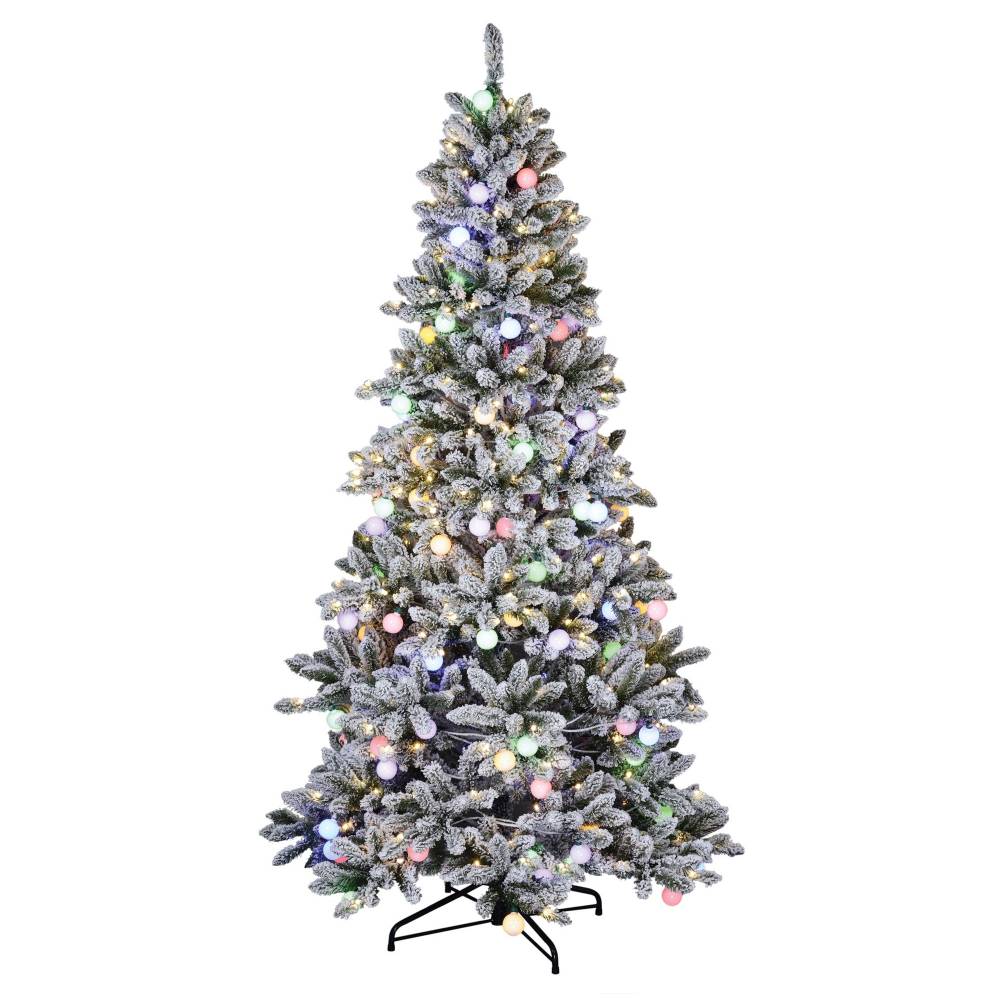Árbol de Navidad artificial Confetti, de 2.28 m de alto, incluye luces LED