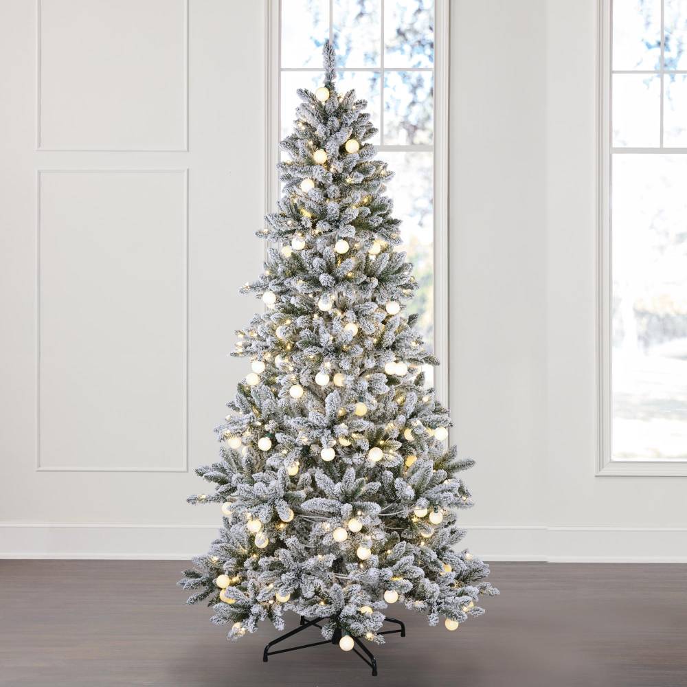 Árbol de Navidad artificial Confetti, de 2.28 m de alto, incluye luces LED