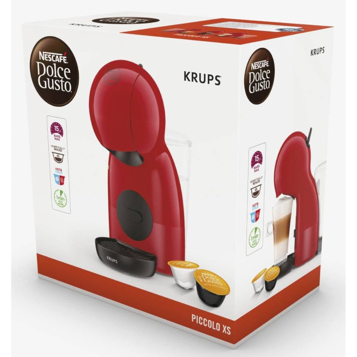 Cafetera Manual KRUPS Cápsulas Piccolo 850 ml KP1A05MX-ROJA
