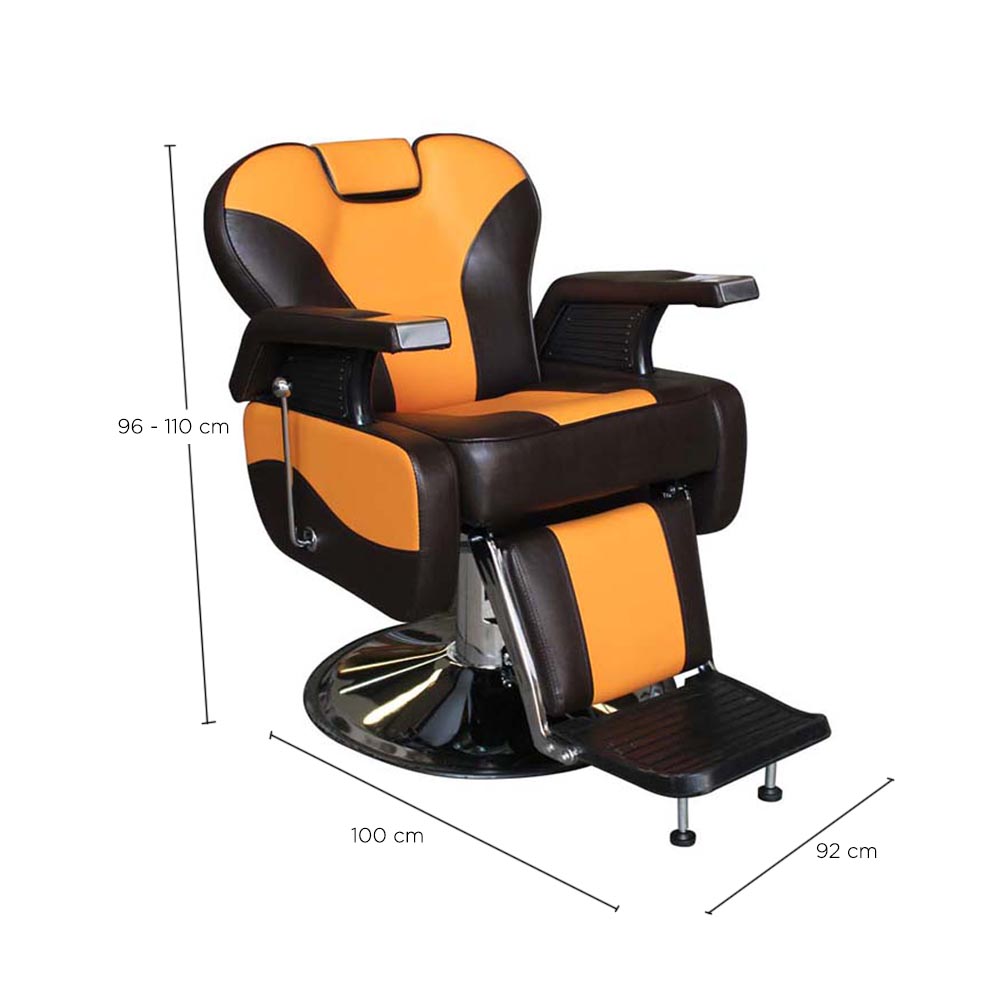  Sillon de Barberia Premium Roma Cafe con Amarillo