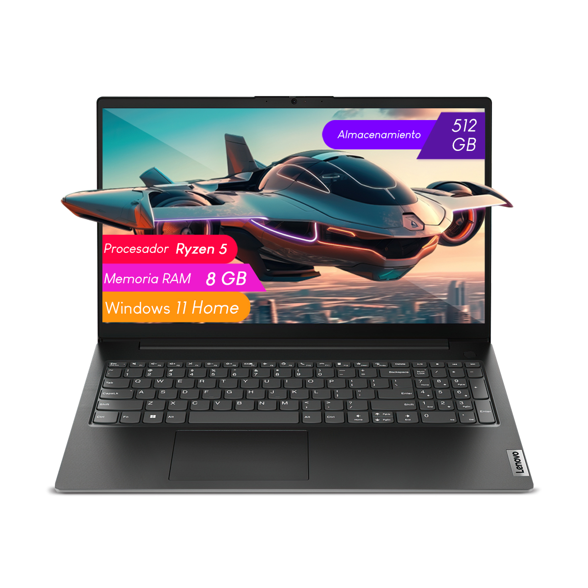 Laptop Lenovo V15 G4 amn amd Ryzen 5-7520U 8GB 512GB ssd 15.6Pulg fhd W11H pl Busimess Black