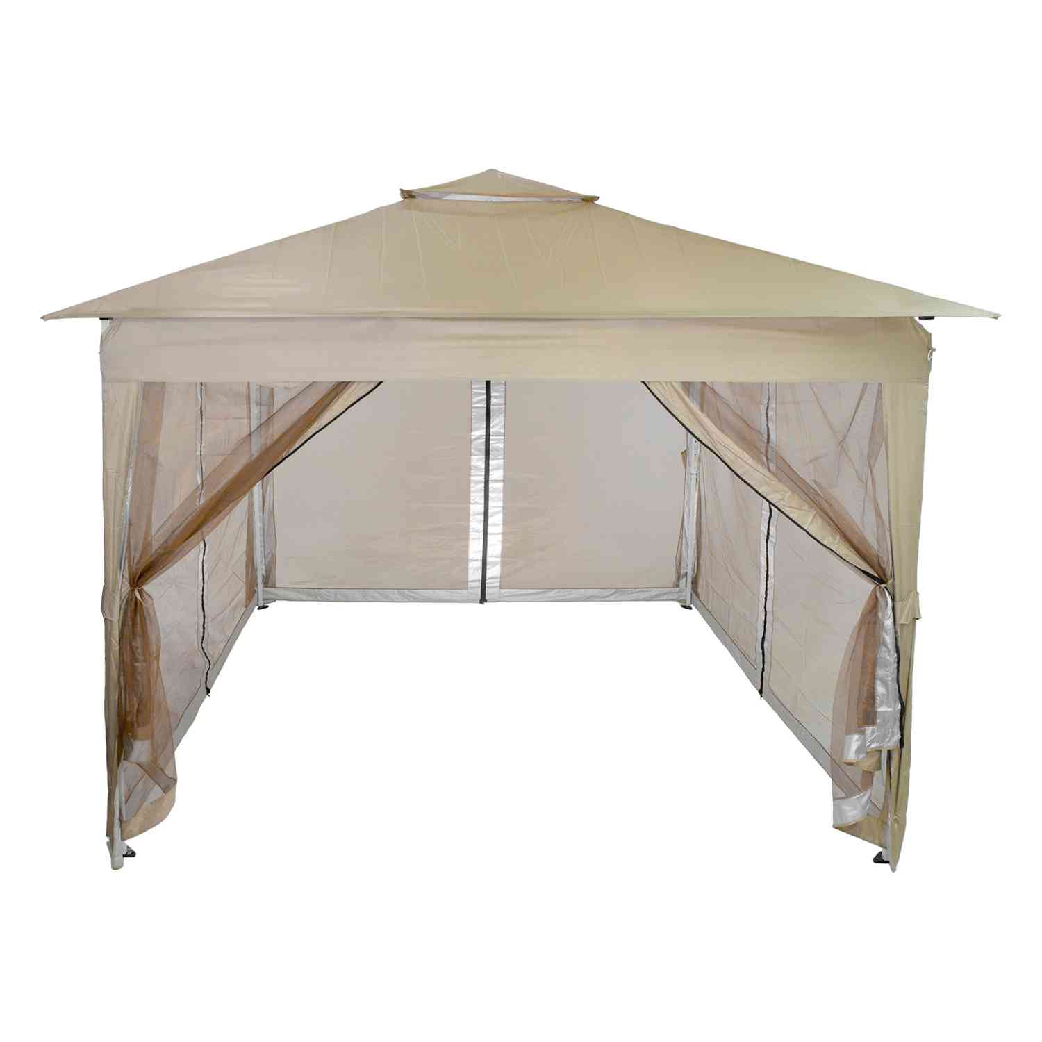 Toldo Gazebo Pergola 3.3x3.3mts Paredes Jardin Impermeable Beige