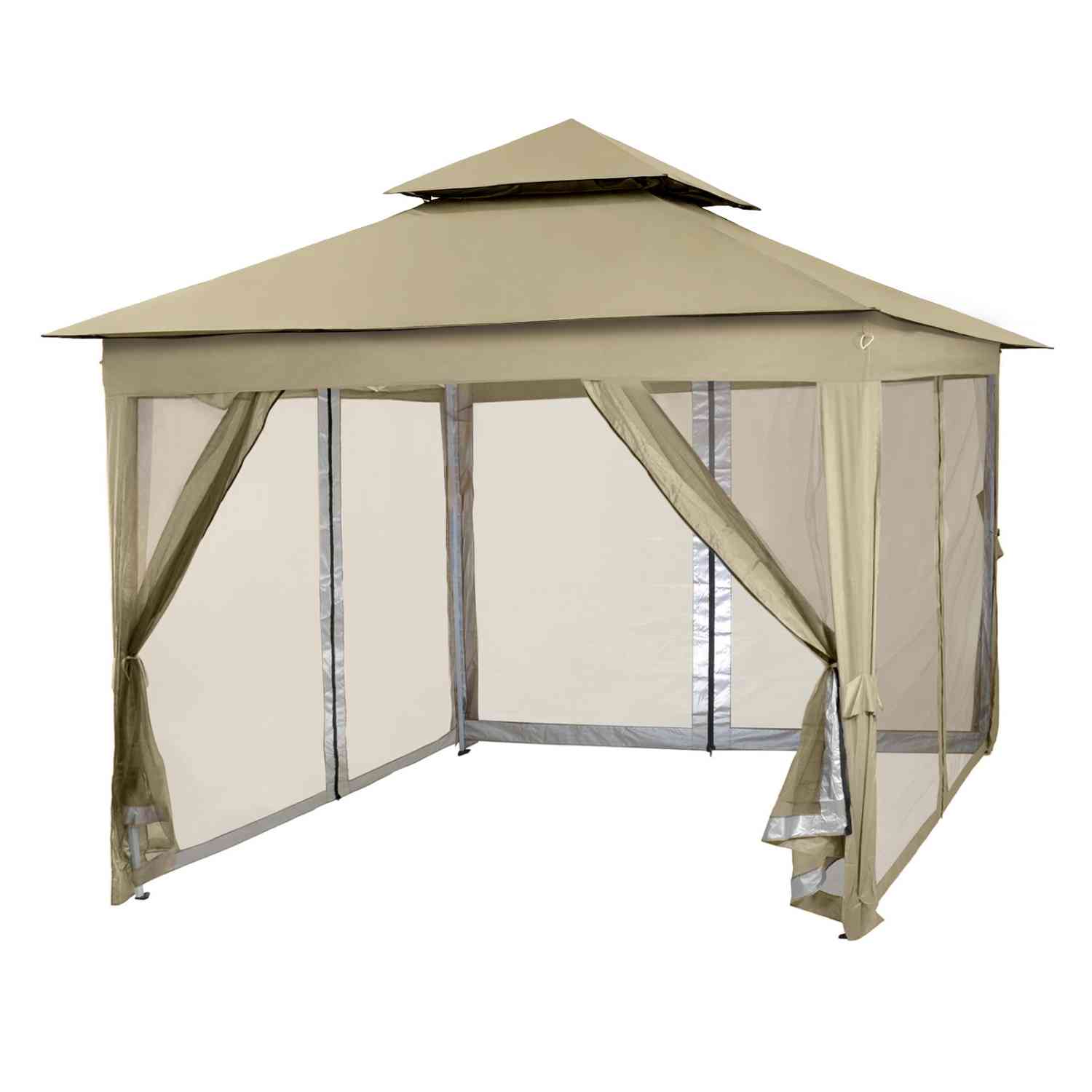 Toldo Gazebo Pergola 3.3x3.3mts Paredes Jardin Impermeable Beige