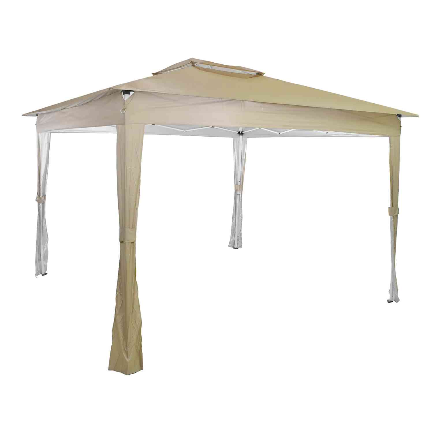 Toldo Gazebo Pergola 3.3x3.3mts Paredes Jardin Impermeable Beige