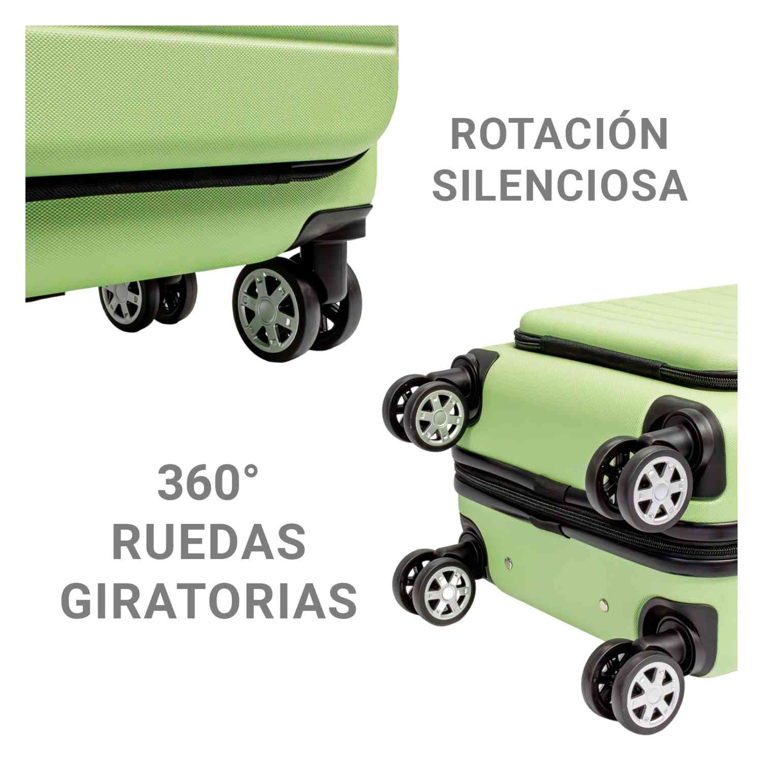 Set Kit 2 Maletas 21  Y 18  Viaje 4 Ruedas 360 Doble Llanta Verde