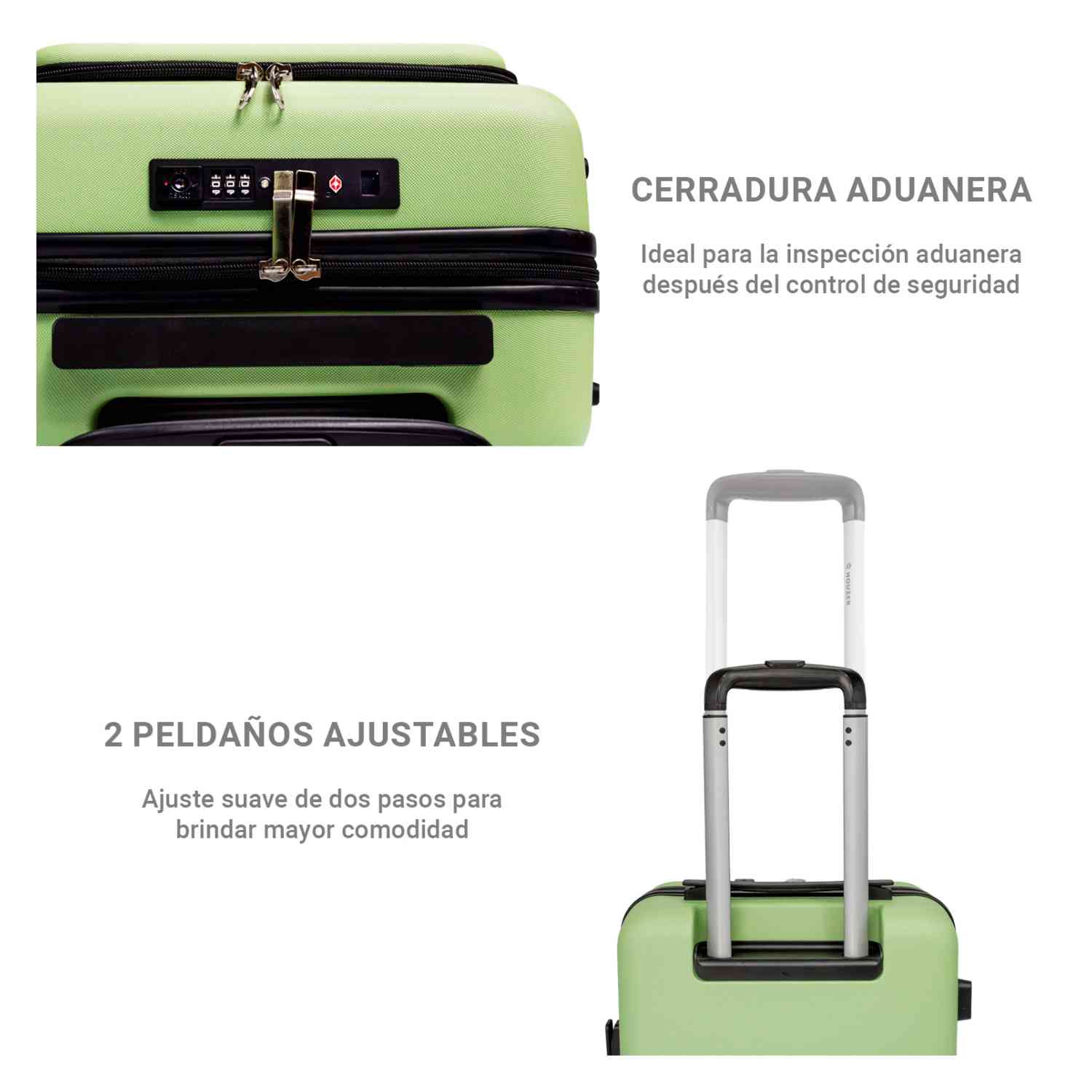 Set Kit 2 Maletas 21  Y 18  Viaje 4 Ruedas 360 Doble Llanta Verde