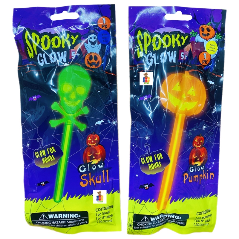6 Varitas Neón Fosforescente Halloween Fiesta Calabaza Skull