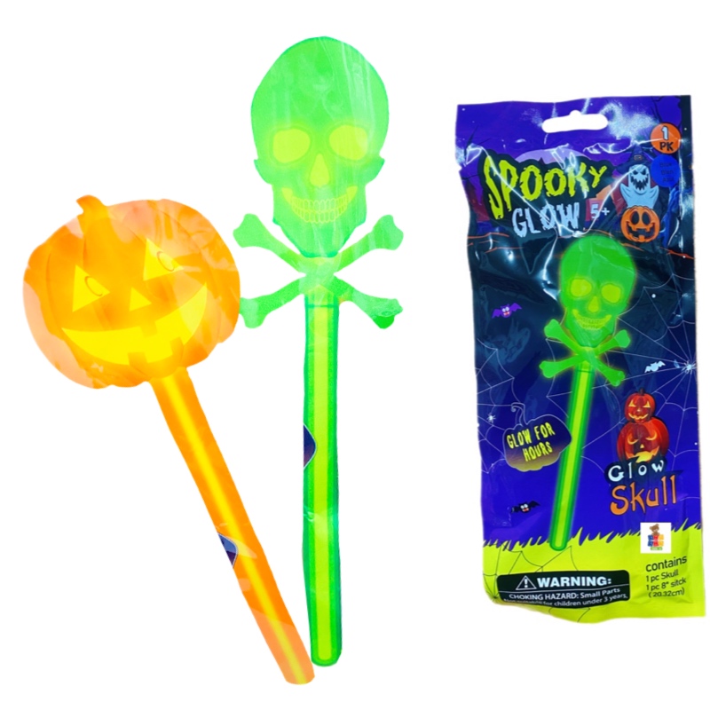 6 Varitas Neón Fosforescente Halloween Fiesta Calabaza Skull