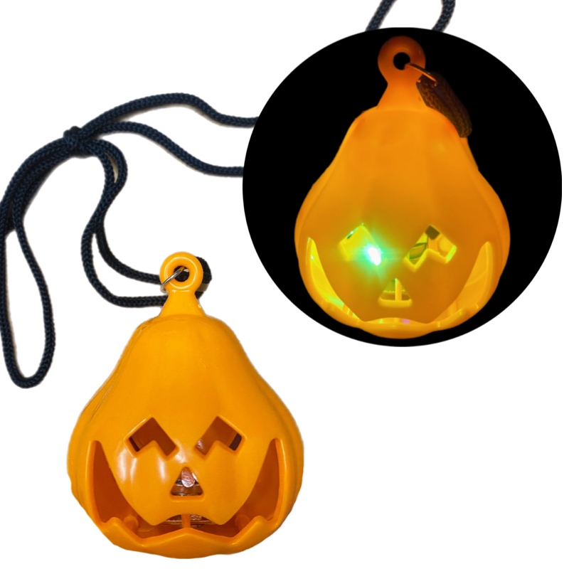 Collar Luminoso Halloween Calabaza Dije Luz Led Fiesta 6pz