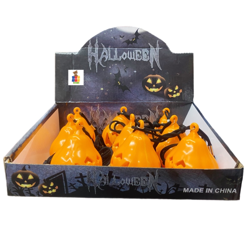 Collar Luminoso Halloween Calabaza Dije Luz Led Fiesta 6pz