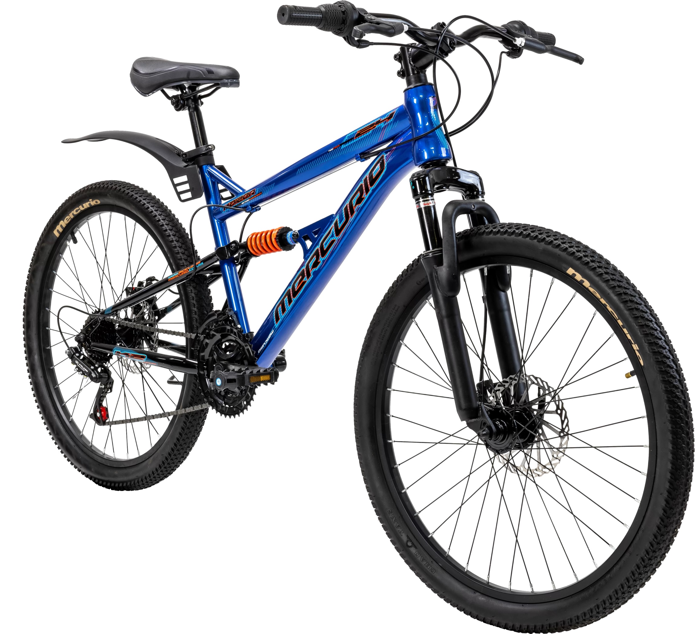 Bicicleta Mercurio Kaizer Dh Rodada 24 Doble Suspensión 21 Velocidades Azul
