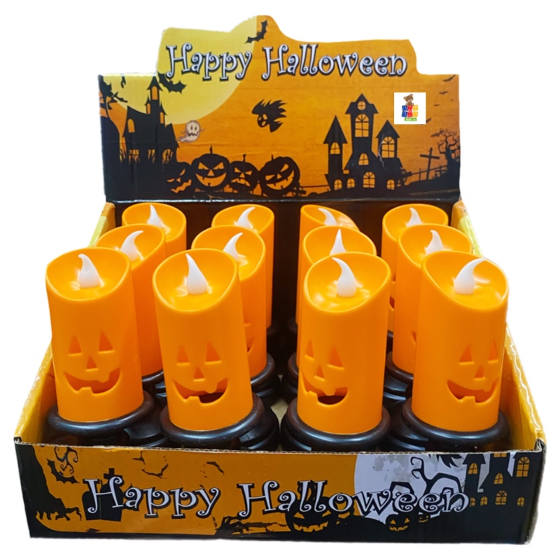 Pack De 6 Velas LED De Halloween Sin Llama | Forma De Calabaza Con Expresiones | Tamaño 4.3x3.5 Cm | Funcionan Con Pila | Decoración Terrorífica