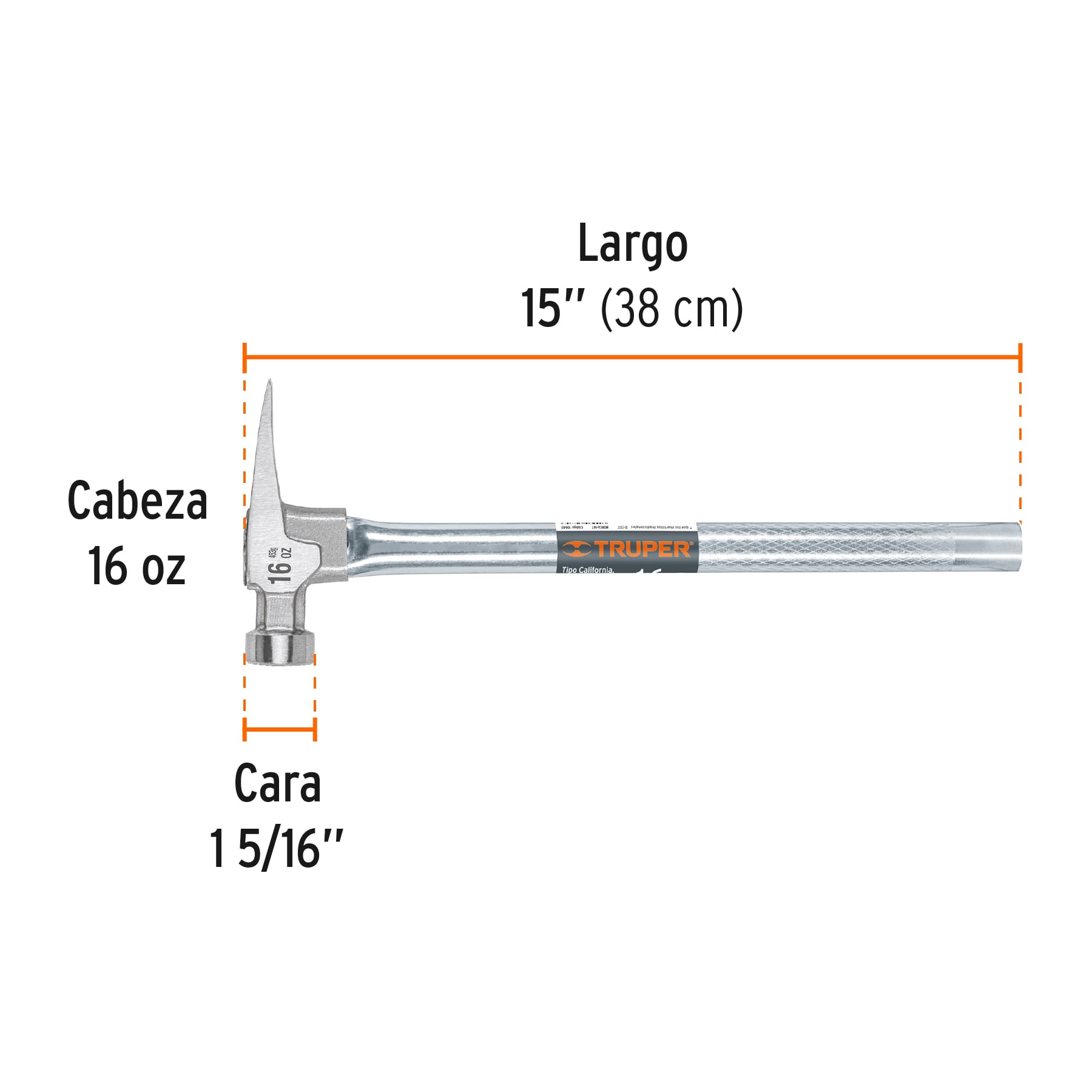 MARTILLO TUBULAR 16 OZ UÑA CALIFORNIA RIPPER, CARA FRESADA TRUPER 10643