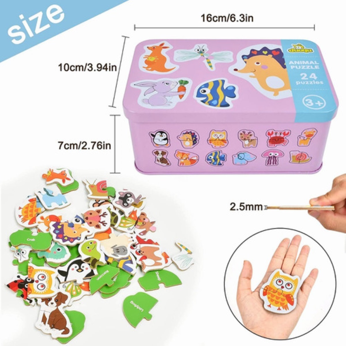 Rompecabezas De Madera Animales Niños Puzzles Educativo Bebé