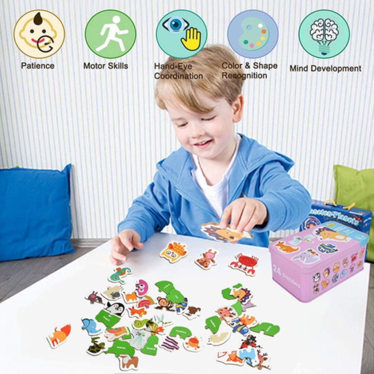 Rompecabezas De Madera Animales Niños Puzzles Educativo Bebé
