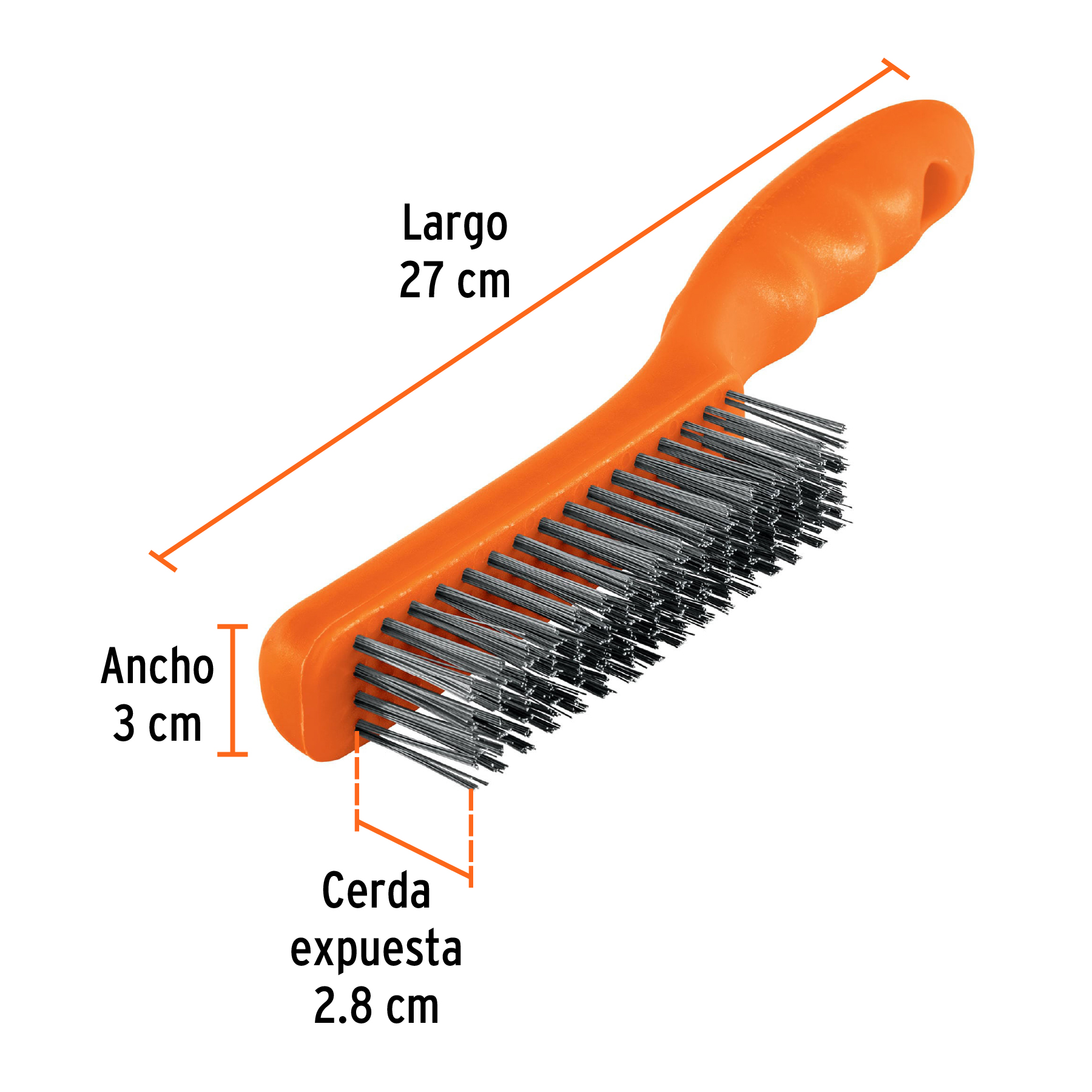 CEPILLO DE ALAMBRE 64 PINCELES DE ACERO INOXIDABLE, TRUPER 10656