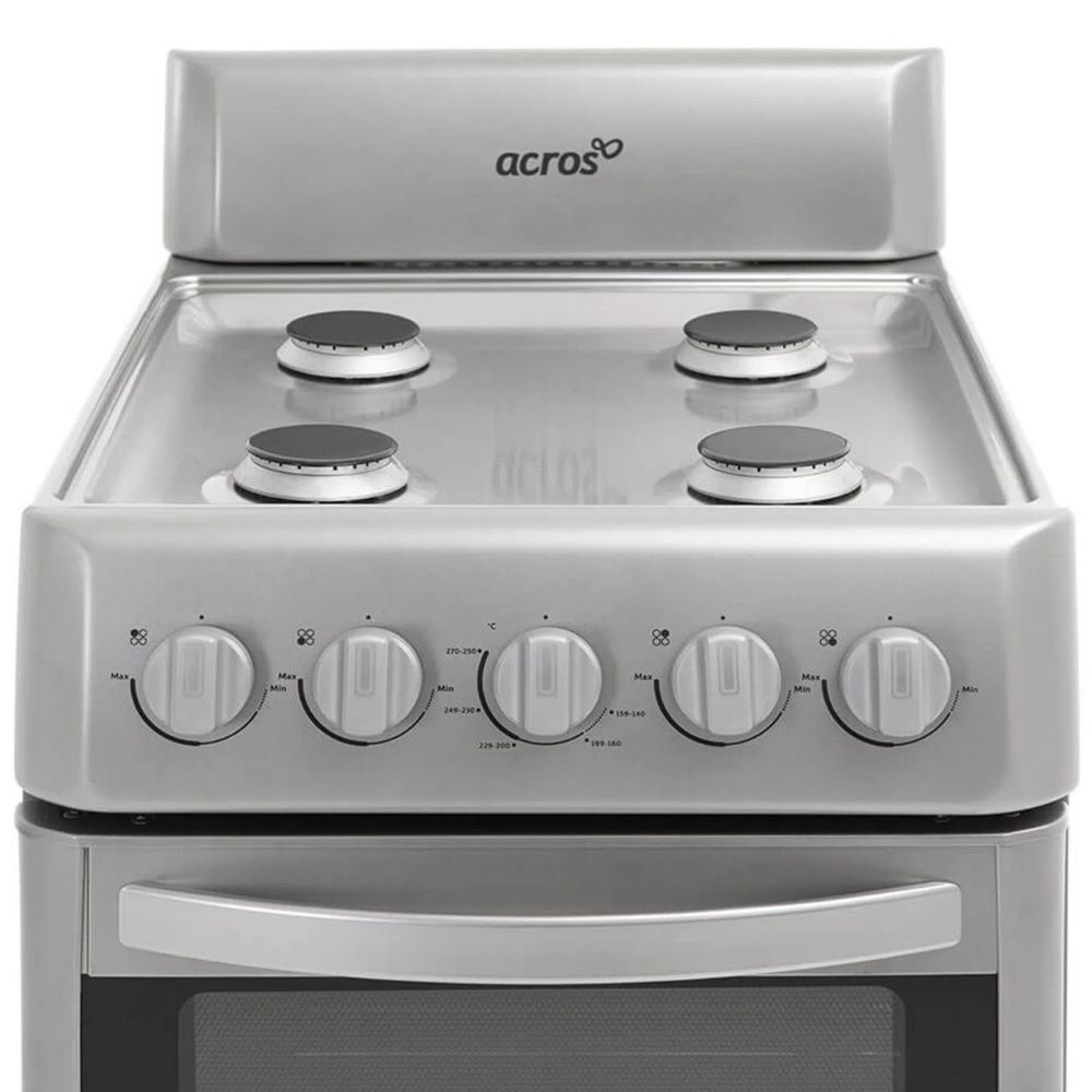 Estufa Acros de Gas de Piso 20 Pulgadas Enc Manual 4 Quemadores Plata 