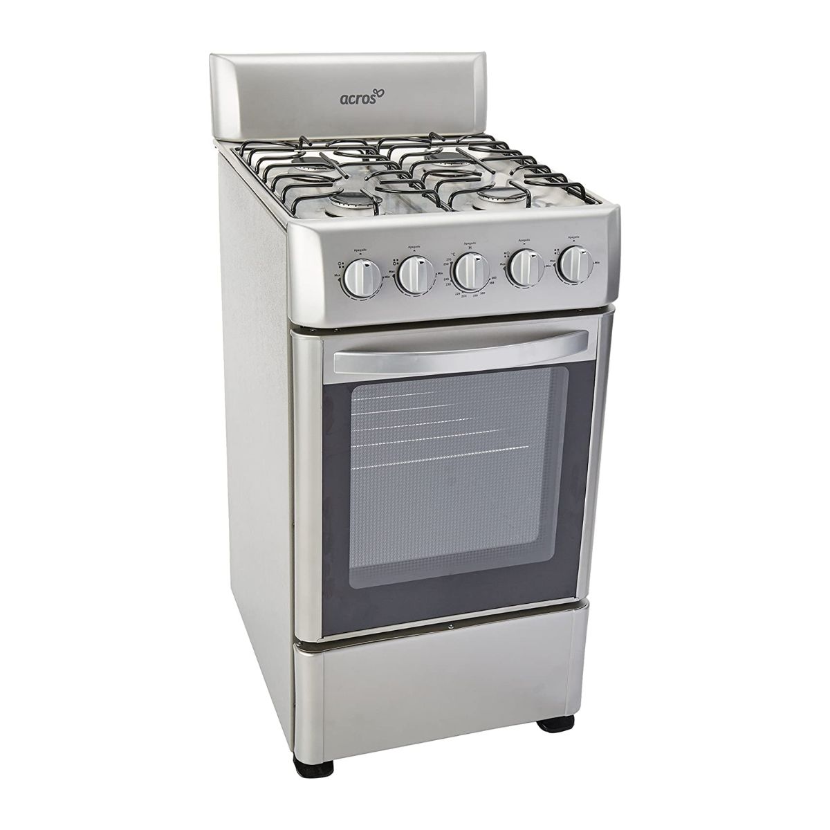 Estufa Acros de Gas de Piso 20 Pulgadas Enc Manual 4 Quemadores Plata 